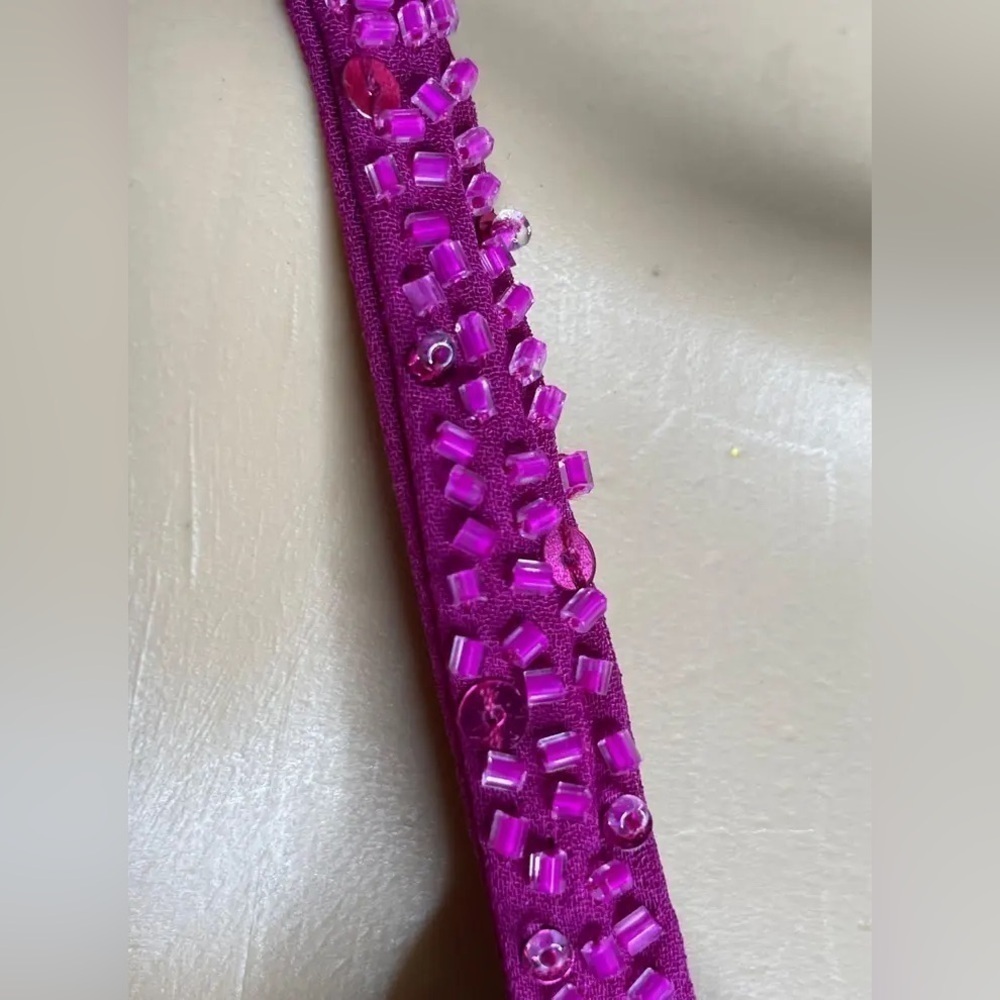 NWT Fuchsia Silk Cocktail Dress Beaded Size 6 Homecoming Dress Semiformal Mini - Picture 2 of 8